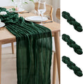 Asee'm 3PCS Table Runner Cheesecloth 10FT Emerald Green Boho Gauze Fabric Rustic Sheer Cheese Cloth Runners for Wedding Bridal Shower Party Spring Easter Decoration
