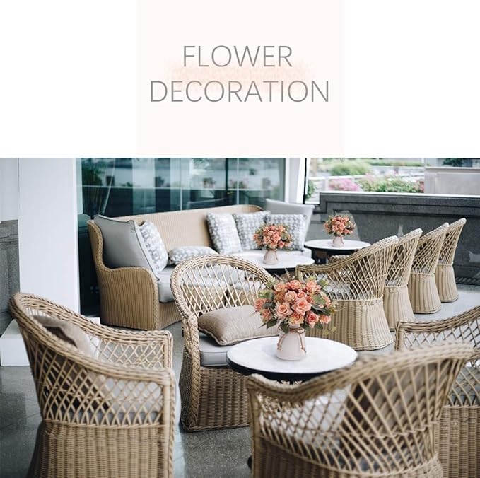 LESING Artificial Rose with Vase,Fake Silk Flowers Bouquets in Vase Table Centerpiece Arrangement for Kitchen Living Room (Pink-1)