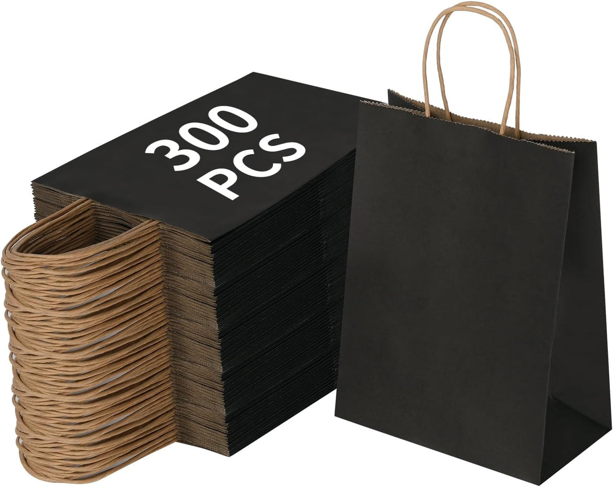 joybe 300 pack 5.95x3.25x8 inch small black paper, main product view