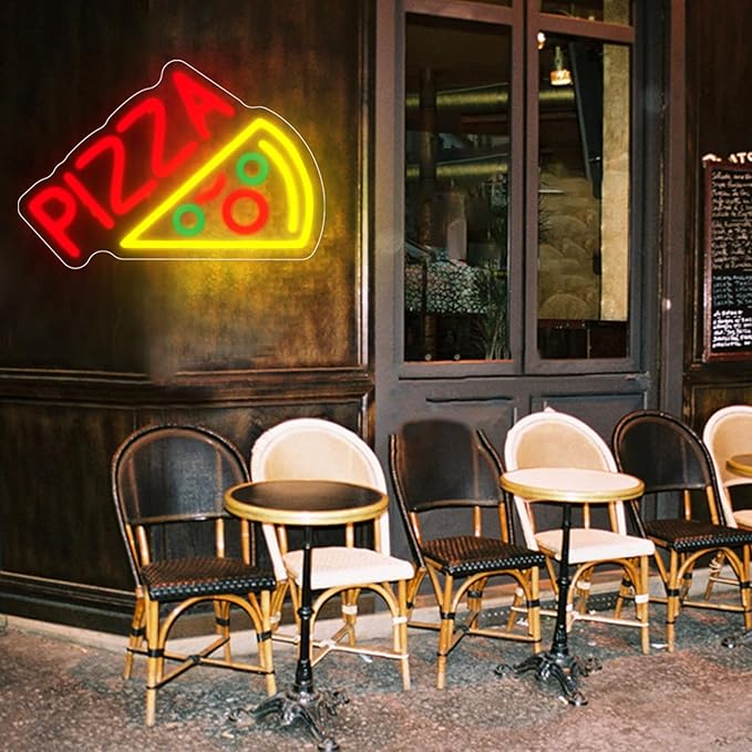 Pizza Neon Sign Neon Pizza Signs for Business, Pizza Night Light Pizza Decor Pizza Party Decorations Food Neon Sign for Pizzeria Restaurants Kitchens Shops Parties, 11.8" x 8"