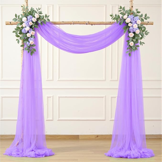 Lavender Purple Arch Draping Fabric for Wedding, 2 Panels 60" x 26Ft Chiffon Drapery Fabric Drapes Backdrop for Wedding Ceremony Baby Shower Bridal Shower Decoration