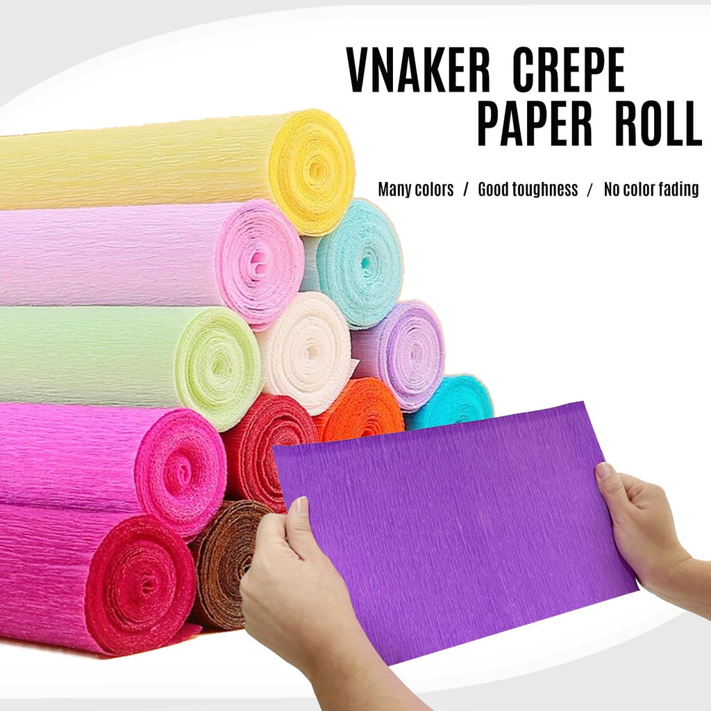 VNAKER White Crepe Paper Rolls, 17 Inch x 98 Inch, 3 Rolls - Heavy Duty, for Flowers, Mother's Day, Valentine's Day, Birthdays, Weddings, DIY