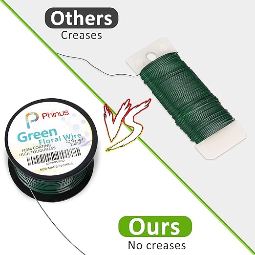 Floral Wire, 110 Yards 22 Gauge Green Florist Wires, Flexible Green Wire Paddle Wires for Crafts, Christmas Wreaths Tree, Garland and Floral Flower Arrangements