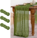 MLMW 3 Pack Fall Cheesecloth Table Runner Forest Green Boho Cheese Cloth Gauze 160 inch Rustic Sheer Table Runner 13.3ft for Wedding Party Baby Bridal Shower Birthday