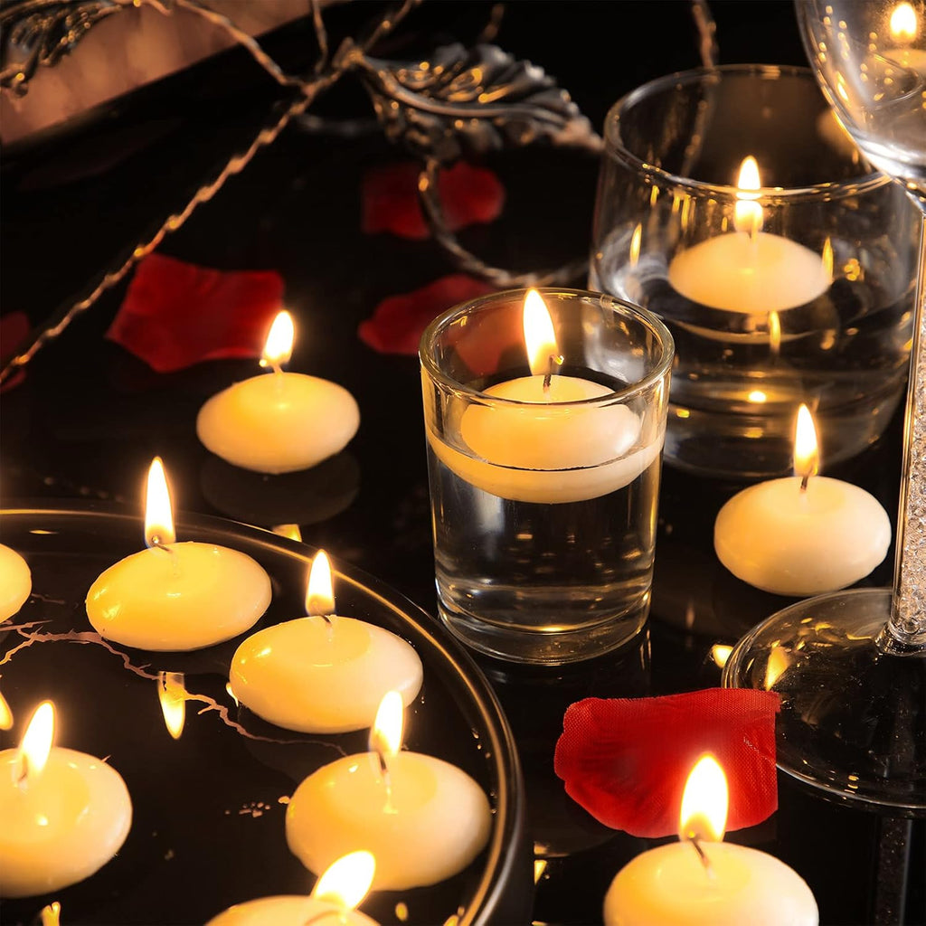 Nuanchu 30 Pcs 1.5'' Valentines Unscented Floating Candles Bulk for Centerpieces Votive Floating Cylinder Vases Candles for Wedding Party Anniversary Christmas Thanksgiving Party Gifts Decor