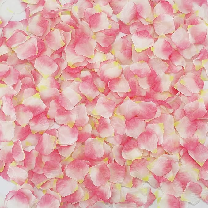 CODE FLORIST 2200 PCS Silk Flower Rose Petals for Wedding Decorations (Pink White Yellow)