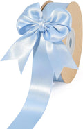 LaRibbons 1 Inch 50 Yard Double Faced Satin Ribbon,Light Blue Satin Craft Fabric Ribbon for Gift Wrapping Floral Bouquets Wedding Party Decoration