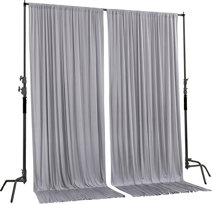 AK TRADING CO. 10 feet x 8 feet IFR Polyester Backdrop Drapes Curtains Panels with Rod Pockets - Wedding Ceremony Party Home Window Decorations - Silver