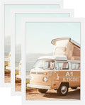 KTKDE A1 Picture Frame Poster Frame23.4 x 33.1 inches Set of 3, White Woodgrain Poster Frame-Horizontal and Vertical Wall Hanging for Home, Exhibition, Caffe for best gifts