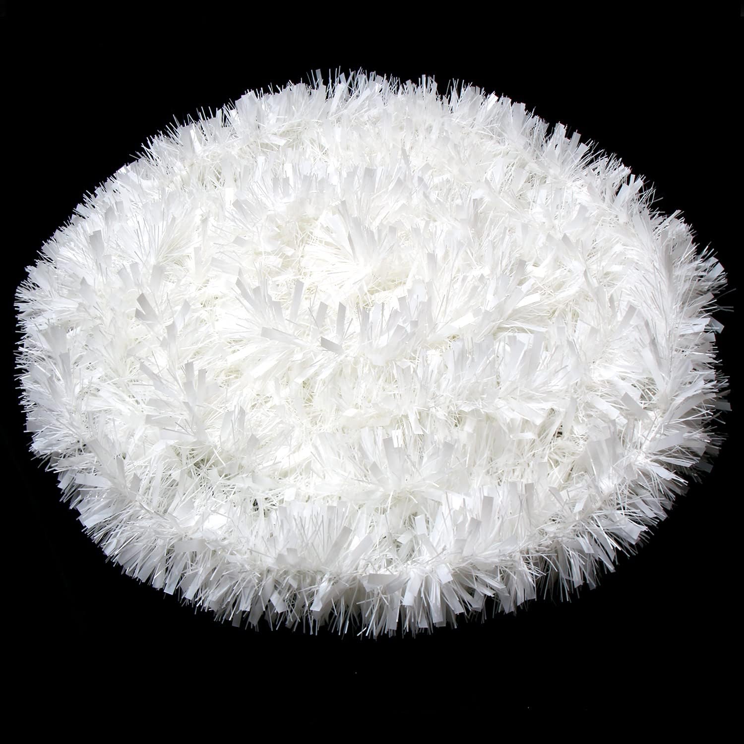 FOIMAS 33FT Christmas Tinsel Garland,White Twisted Metallic Hanging Garland for Christmas Tree Fireplace Home Decoration