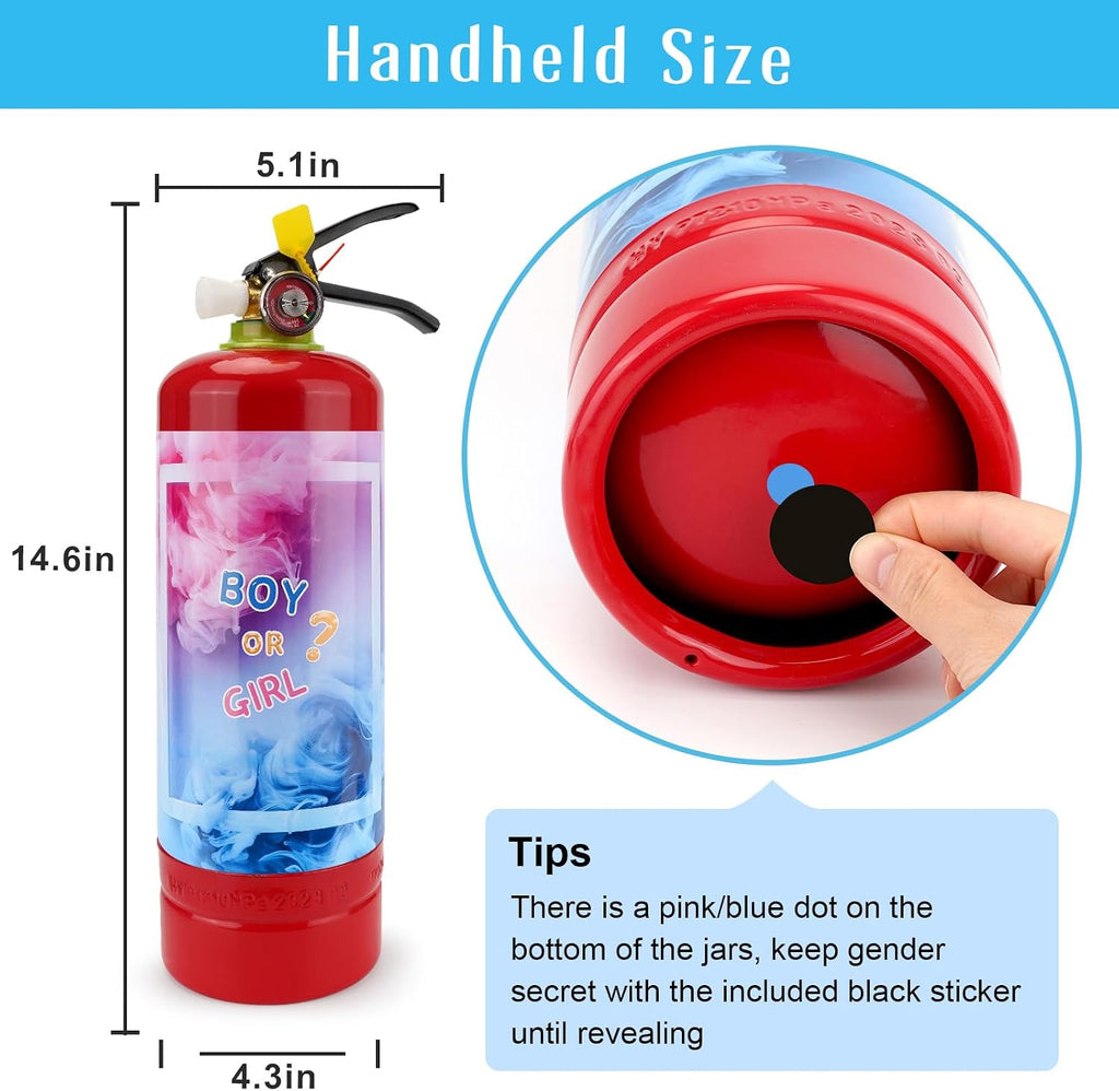 QIYVLOS Giant Gender Reveal Fire Extinguisher 2 Packs, Gender Reveal Ideas, Baby Boy Reveal Party Ideas for Gender Reveal Decorations with 2.3ib Powder (Blue)