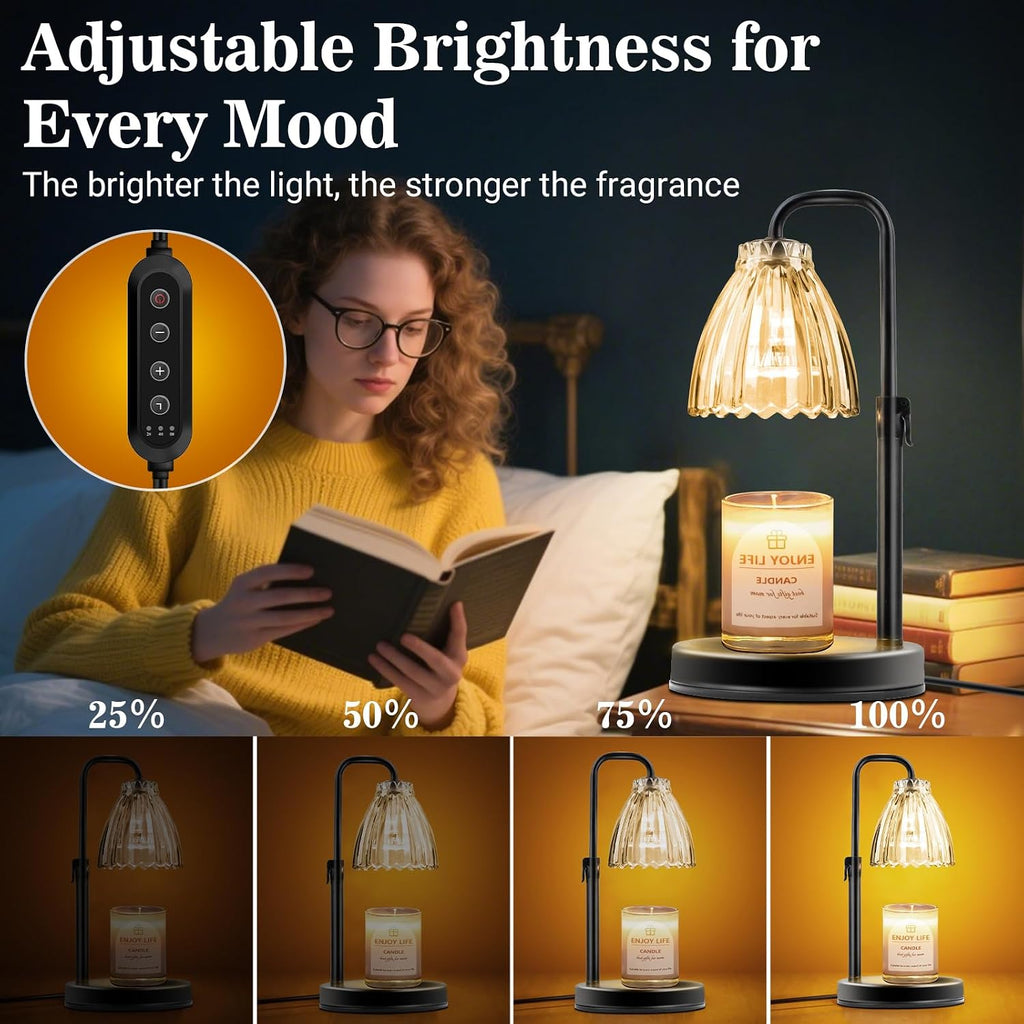 hyrion Candle Warmer Lamp with Timer Dimmable, Birthday Gifts for Women Mom, Adjustable Height Candle Warmer for Jar Candles, Flower Flameless Candle Lamps with 2 Bulbs, Housewarming, Home Decor