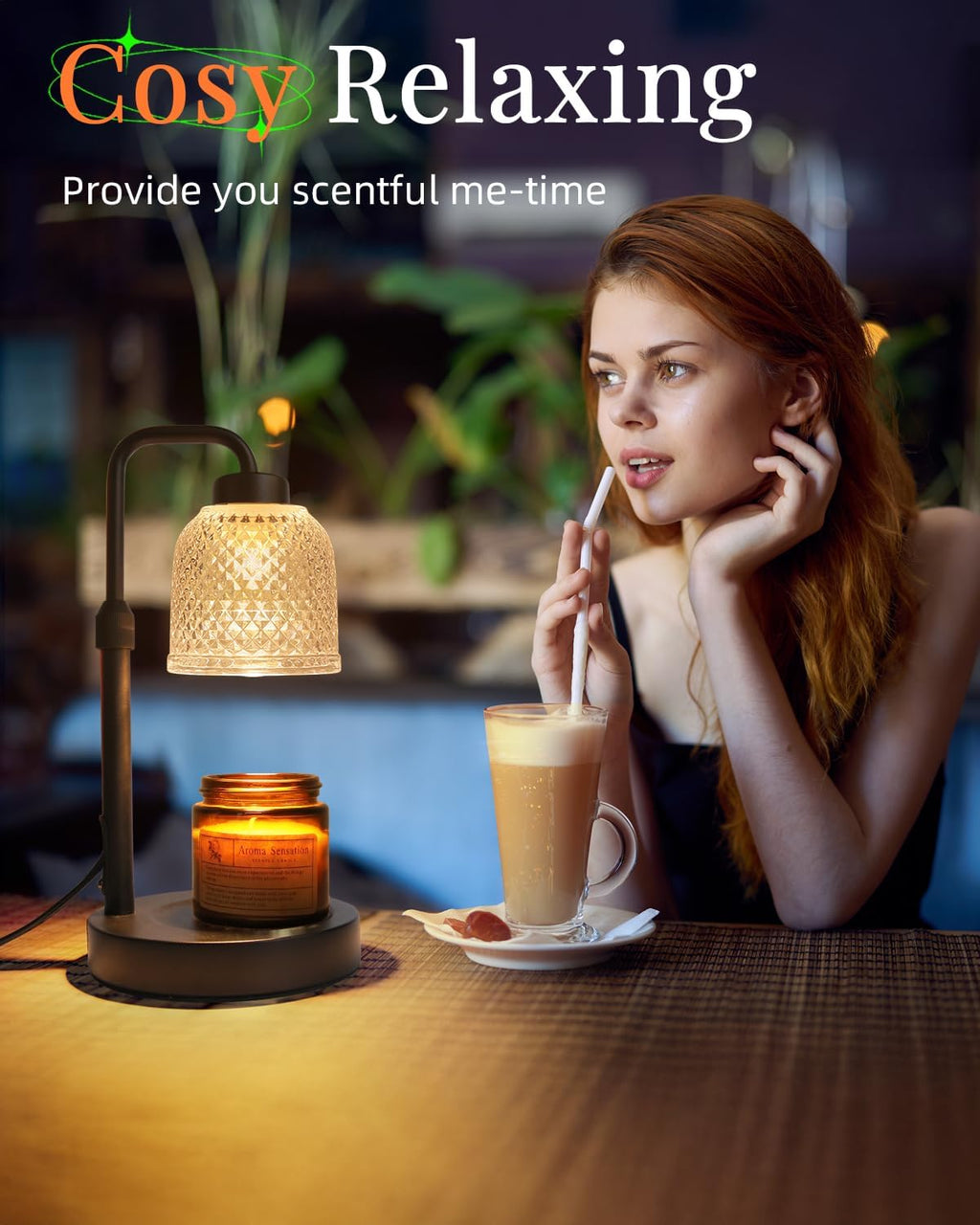 AIFEI Candle Warmer Lamp with Timer: Birthday Gifts for Women Mom CoalBlack | Flame-Free Safety Candle Lamp - Dimmable Adjustable Height with 2 Bulbs - House Warming Gifts New Home, Fits Most Jar Candle