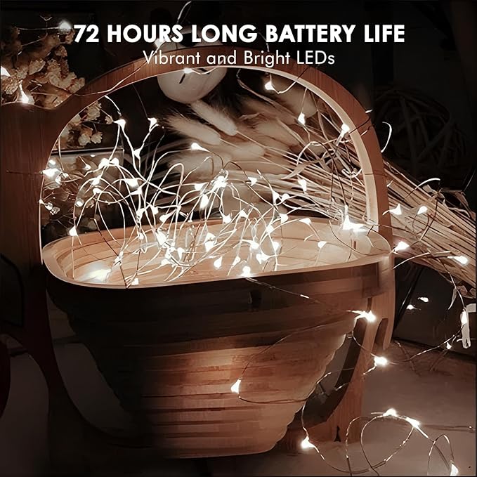 12 Pack Fairy Lights Battery Operated String Lights，7FT 20LED Waterproof Silver Wire Christmas Lights Outdoor,Firefly Mini Lights for Bedroom Party Birthday Wedding Home Decor