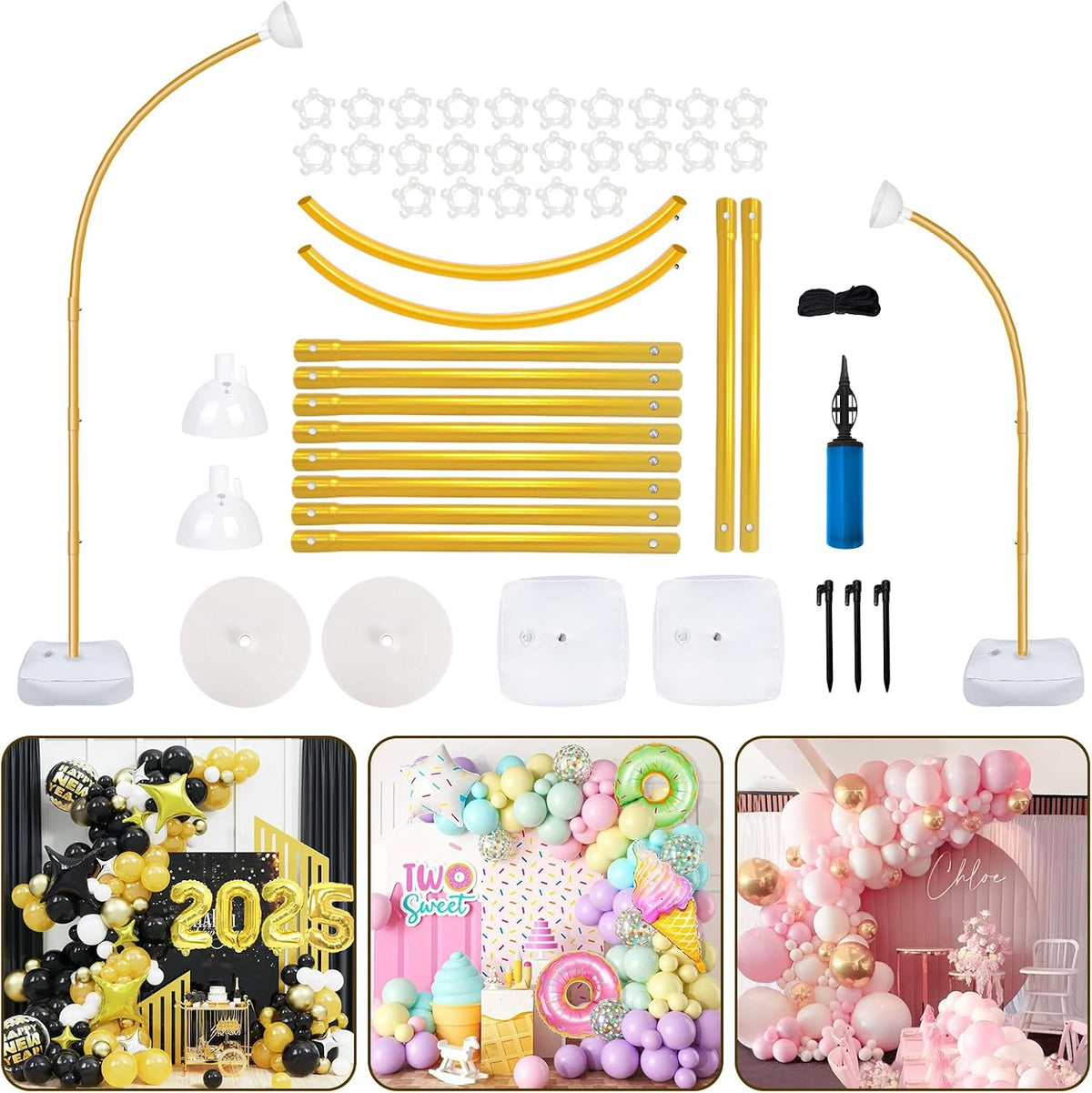 8.2ft & 6ft balloon arch kit, half arch, main product view