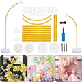 AerWo [Upgraded] Balloon Arch Kit 8.2ft+6ft, Gold Half Balloon Arch Stand with Base, Free Bending Top Curve Balloon Arch Frame Stand for Floor Birthday Wedding Halloween Decorations