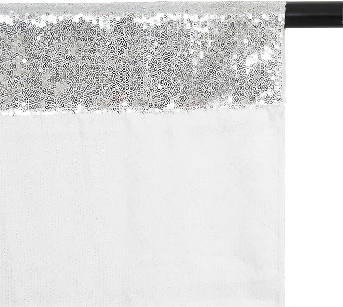 Poise3EHome 6Ft x 8Ft Silver Sequin Backdrop Curtain, Glitter Thick Satin Background Drapes, Sparkly Opaque Photography Curtain, Sequence Xmas Thanksgiving Backdrop for Wedding Party Holiday Decor
