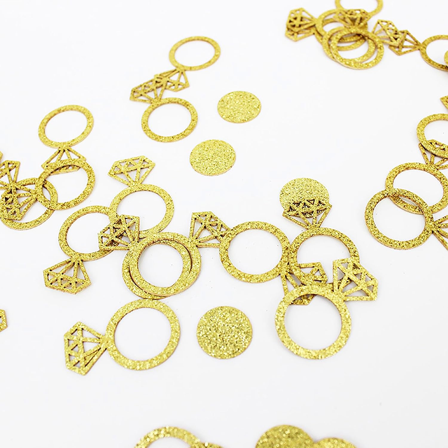 Gold Wedding Confetti, 100 Pcs I DO Engagement | Bridal Shower Decorations, Bride to Be Confetti, Glittering Diamond Ring, Engagement Party Table Scatter