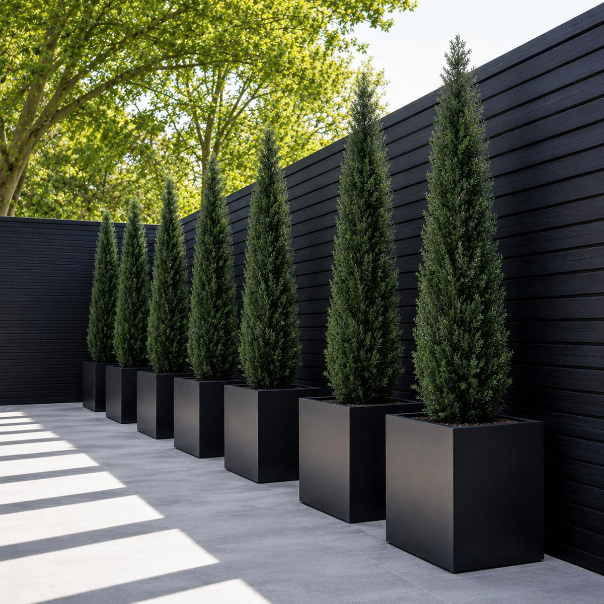 6 feet pre-potted evergreen outdoor artificial cedar tree, side view