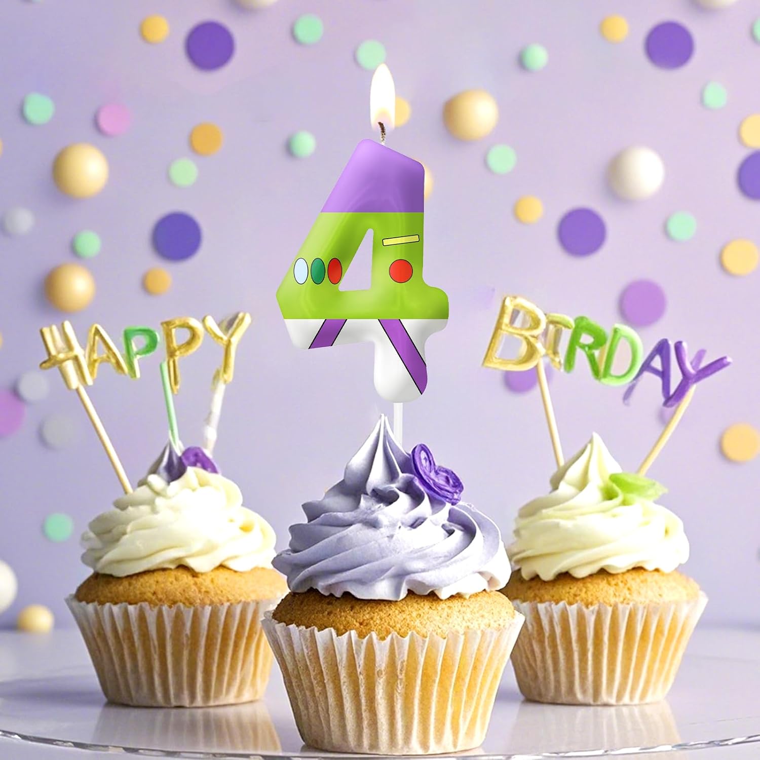 Green Birthday Candles, Number 2 Candle Themed Birthday Party Supplies, 2.4 inch Birthday Candles for Cake Topper Party Decorations, Birthday Decorations for Boys Girls (Number 2)