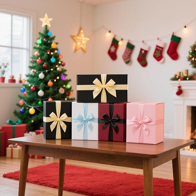 Rinrda 5 Pack Large White Gift Box,13.75"x9"x4.5", Gift Boxes with Magnetic Lids for Presents Closure Gift Packing for Birthday,Christmas, Halloween,Wedding,Bridal Gifts,Mother's Day Gift Packging