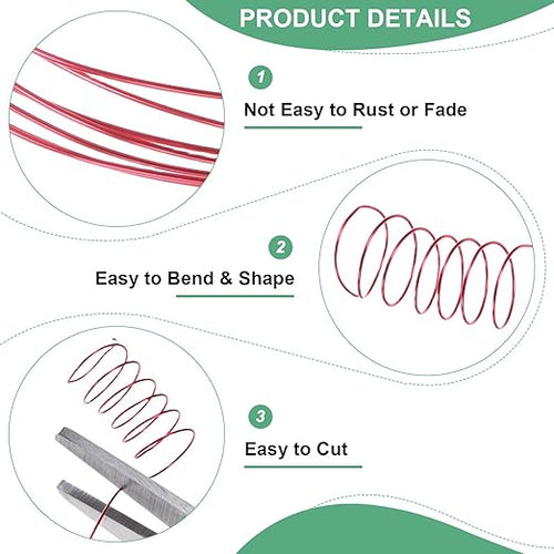 0.4mm Jewelry Wire, 26 Gauge 328FT Craft Wire Copper Beading Wire for Jewelry Making/Planting/Weaving/DIY Crafting, Soft Metal Wires [100M, Red]