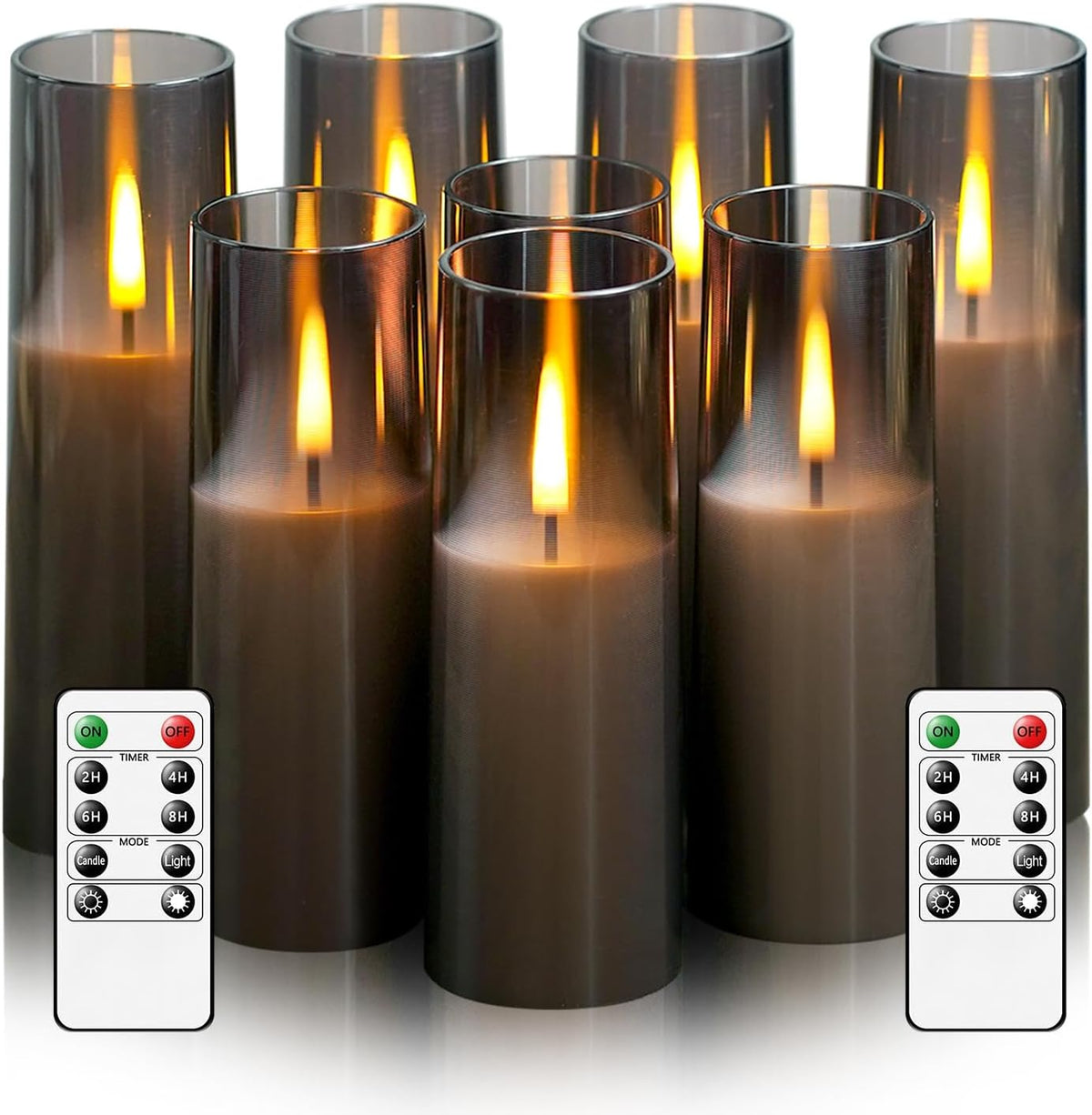 MUMCHASI 8 Packs Flameless Candles, Battery Operated with Remote, Arcylic Rib...