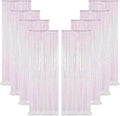 ShinyBeauty 8 Panels Iridescent White Sequin Backdrop | 2Ft x 8Ft Sparkly Photo Booth Background | Glitter Curtains for Baby Showers & Events | Durable & Elegant Shimmer Backdrop