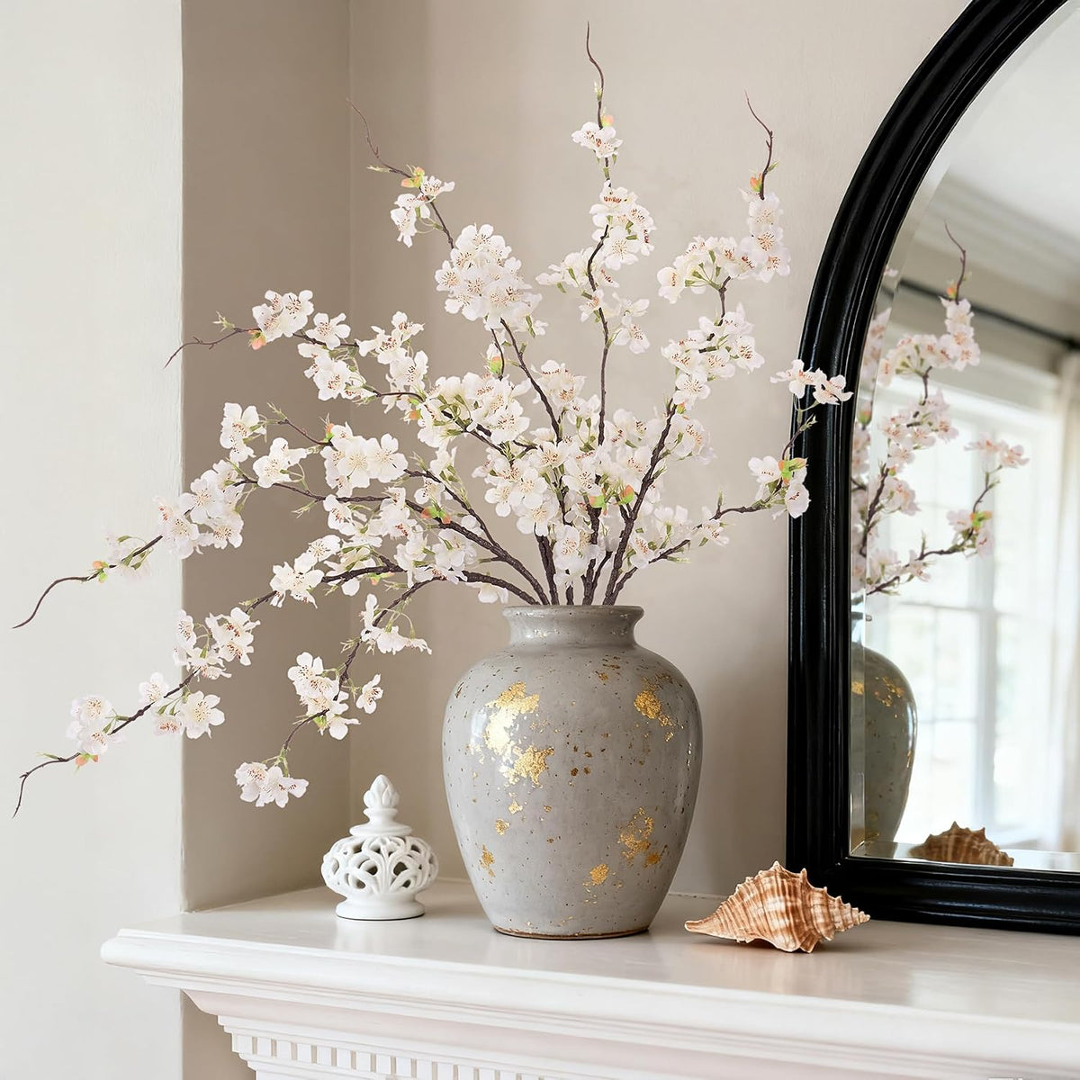 inxugao artificial cherry blossom branches decor 6 pcs on a desk or shelf