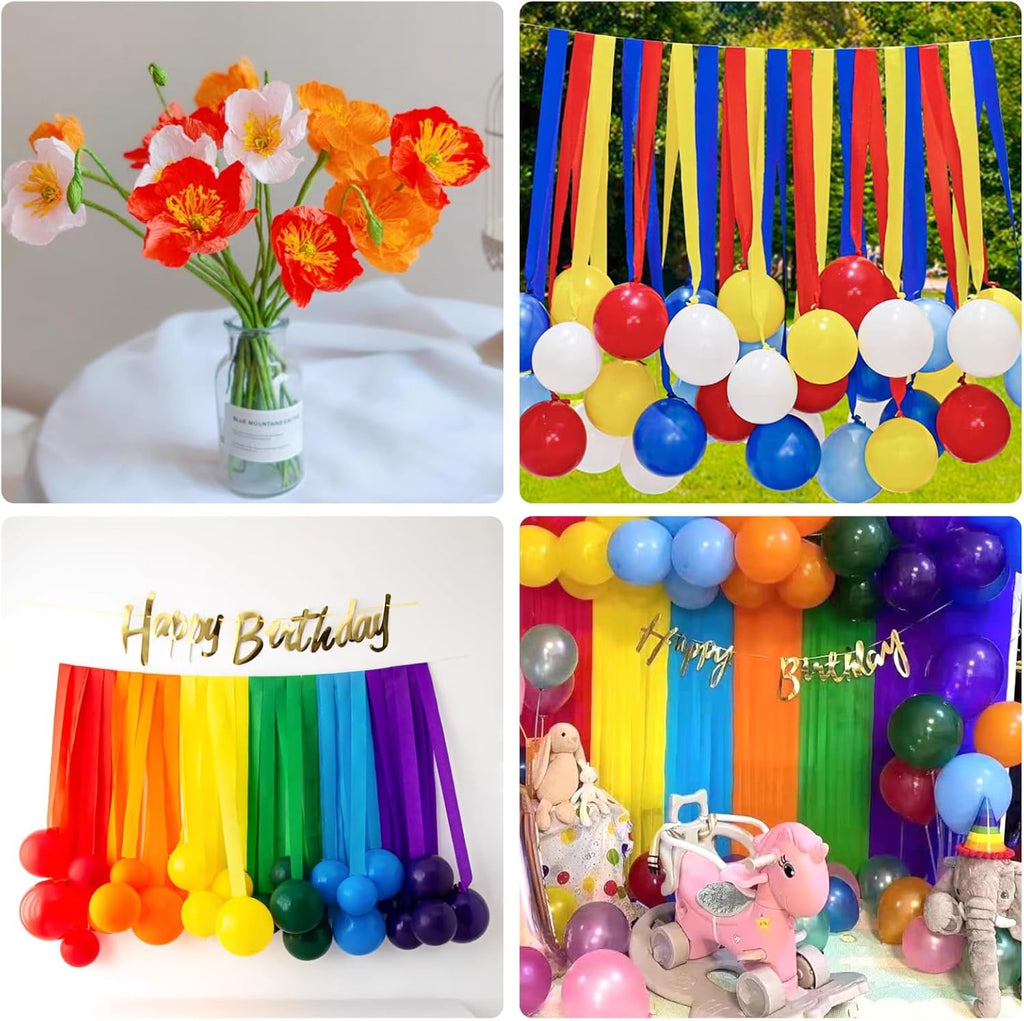 Crepe Paper Streamers 30 Rolls, 10 x 98Inch 30 Rainbow Colors | Crepe Paper Sheets for DIY Gift Colourful Paper Flower Wrapping Paper Crafts Birthday Wedding Holiday Party Decorations