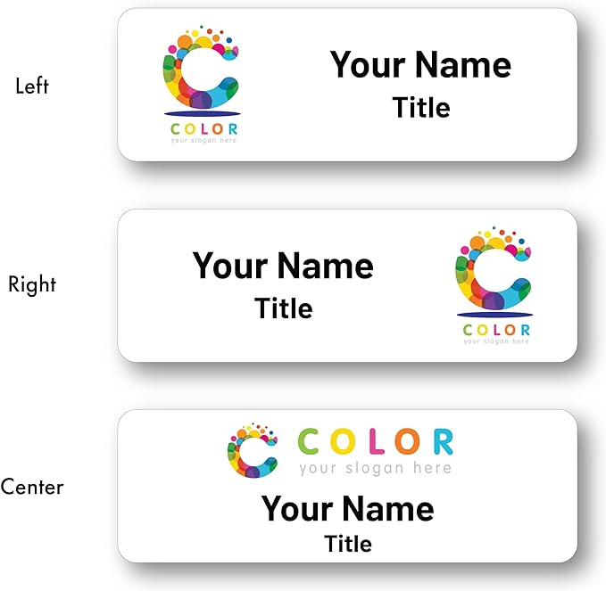Custom Name Tags - Full Color Logo Name Tags - Scratch Resistant Metal Front & Hard Plastic Back (1x3 Inch, Silver)