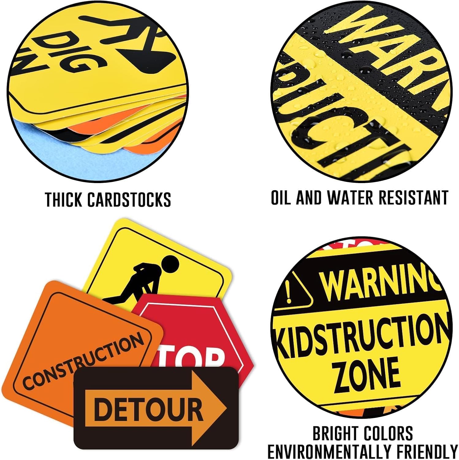 WERNNSAI 12 PCS Construction Party Decorations - Under Construction Birthday Party Supplies with Traffic Road Signs Cutouts for Boys Kids Truck Theme Birthday Baby Shower Wall Decor