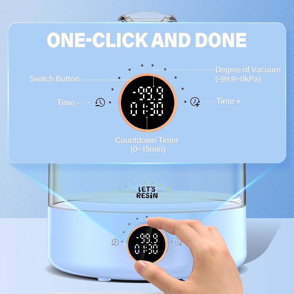 LET'S RESIN Airzero Resin Bubble Remover, 99kPa Remove 99% Bubbles Quickly