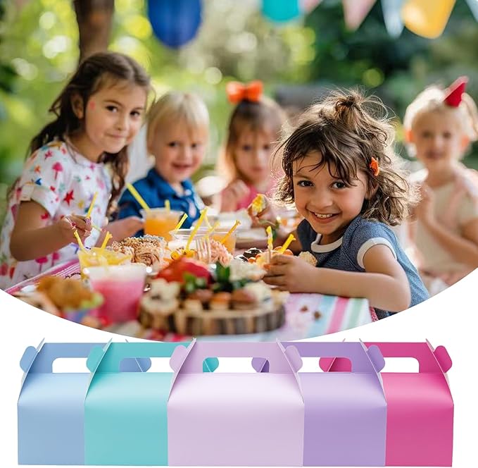 UnicoPak 30 Pack Baby Blue Gable Treat Boxes Party Favor Goodie Bag Boxes for Candy Treats Snacks Cookie Toys for Birthday Party Special Events, 6.5x3.5x3.5 Inches