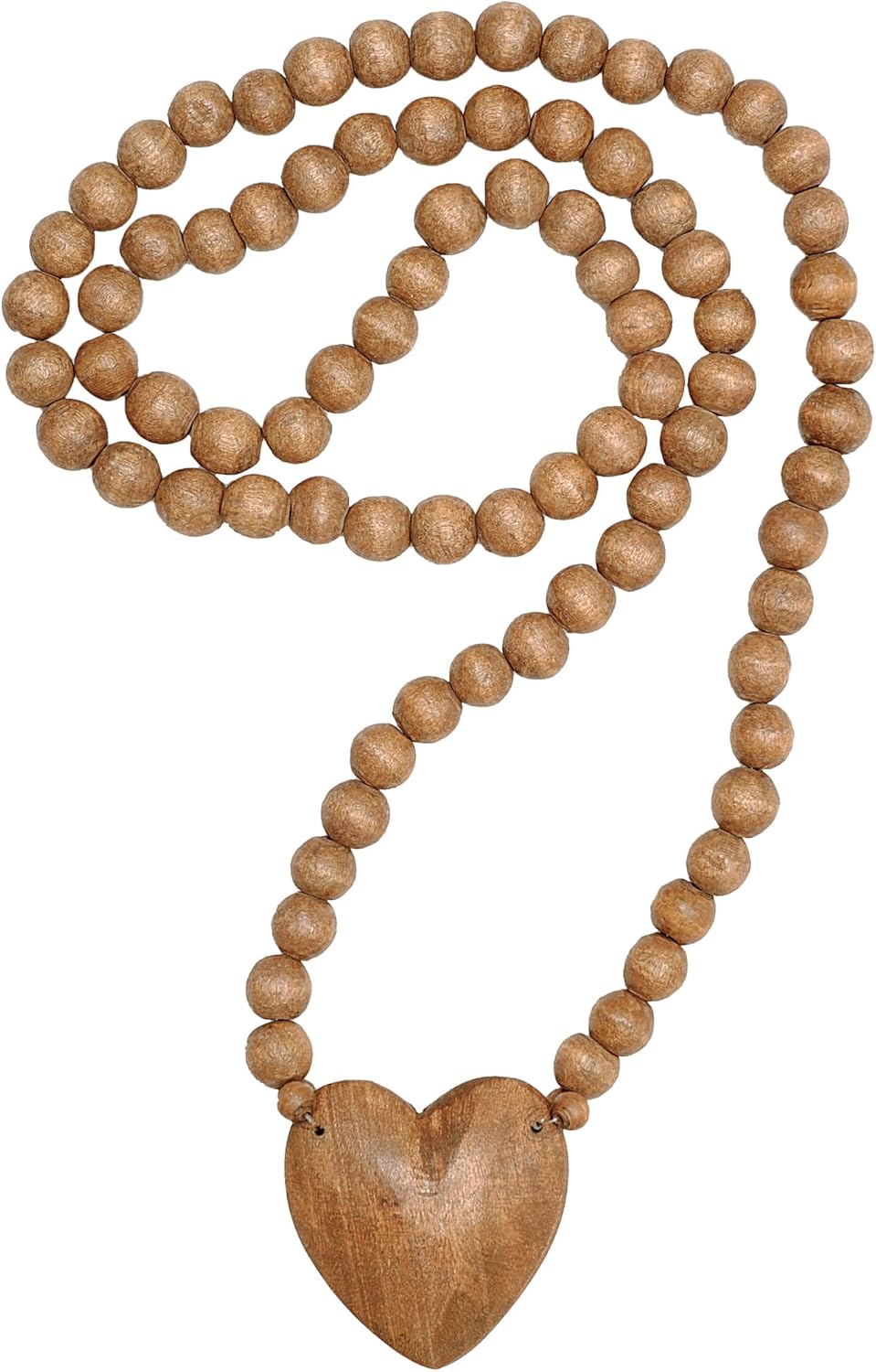 creative co-op hand‑carved mango wood rosary with heart, main product view