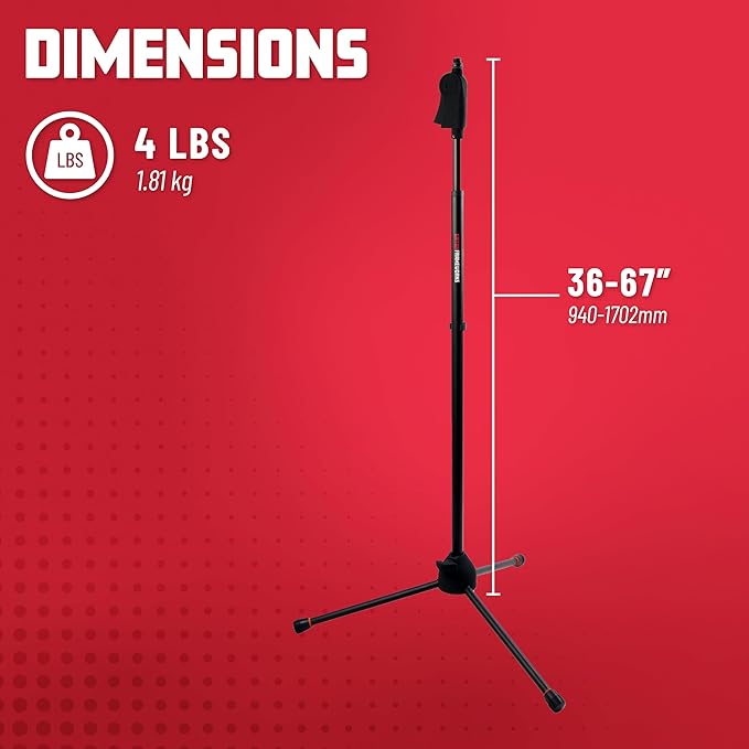 Gator Frameworks Deluxe Tripod Microphone Stand with Clutch Height Adjustment (GFW-MIC-2100)