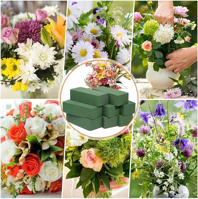 8 Pcs Floral Foam Blocks for Flower Arrangement (7.8” L x 3.5” W x 2.4” H) Wet and Dry Green Floral Foam for Wedding, Birthdays, Home Decorations