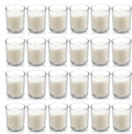 Housecret 24 Pack Warm White Unscented Clear Glass Filled Votive Candles. Hand Poured Wax Candle Ideal Gifts for Aromatherapy Spa Weddings Birthdays Holidays Party