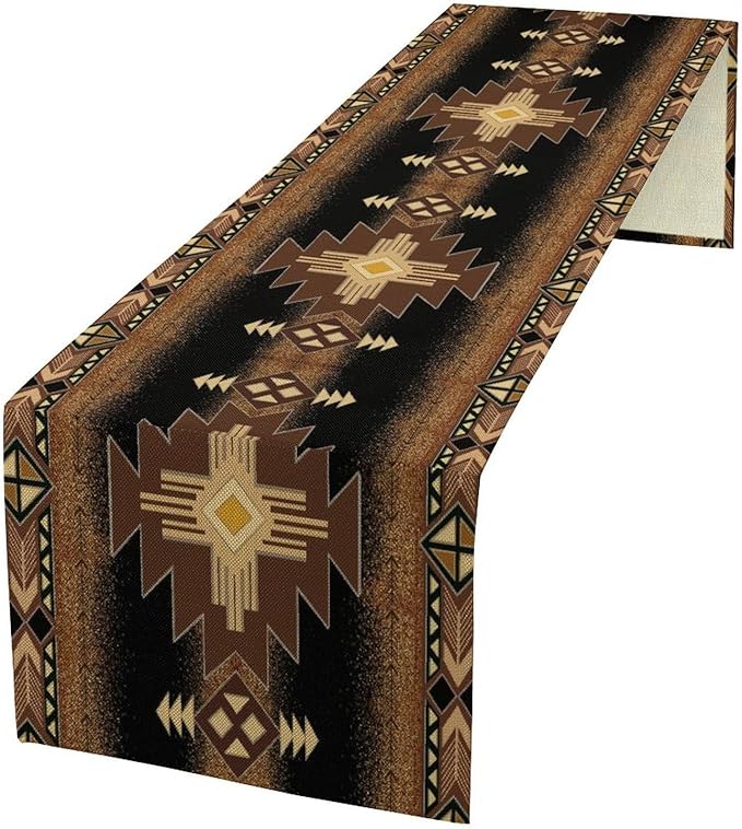 Aztec Table Runner Southwestern Native Vintage Geometric Pattern Table Runner Retro Country Table Dinner Decoration 13x70 Inch