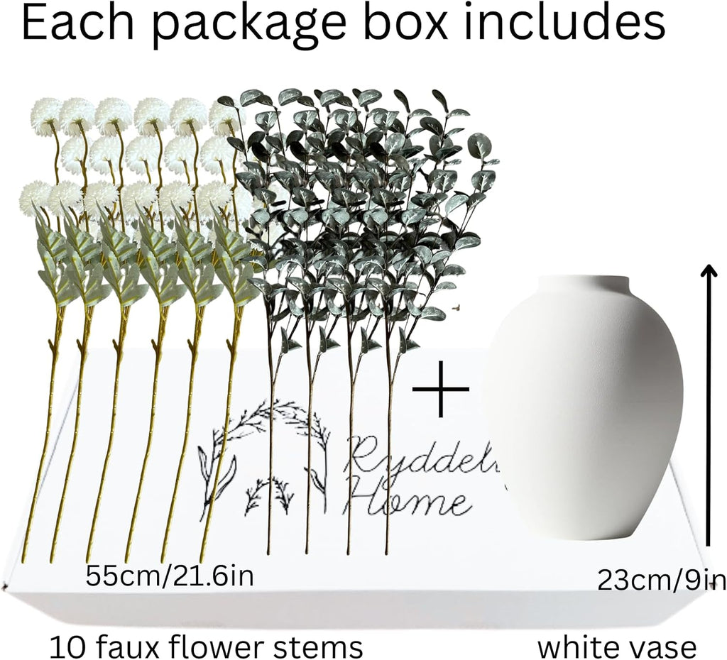 artificial floral arrangements with vase, centerpiece for dining, side view