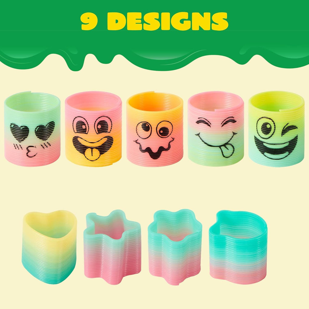 JOYIN 30 Pcs Spring Rainbow Party Favor, Mini Plastic Coil Spring Toy, Fidget Stress Coil Mini Springs Bulk Toys for Carnival Prize Birthday, Classroom Goodie Bag Stuffers