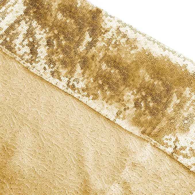 SquarePie Sequin Backdrop Curtain Less See Through Thick Glitter Background for Party 8FT x 10FT Gold