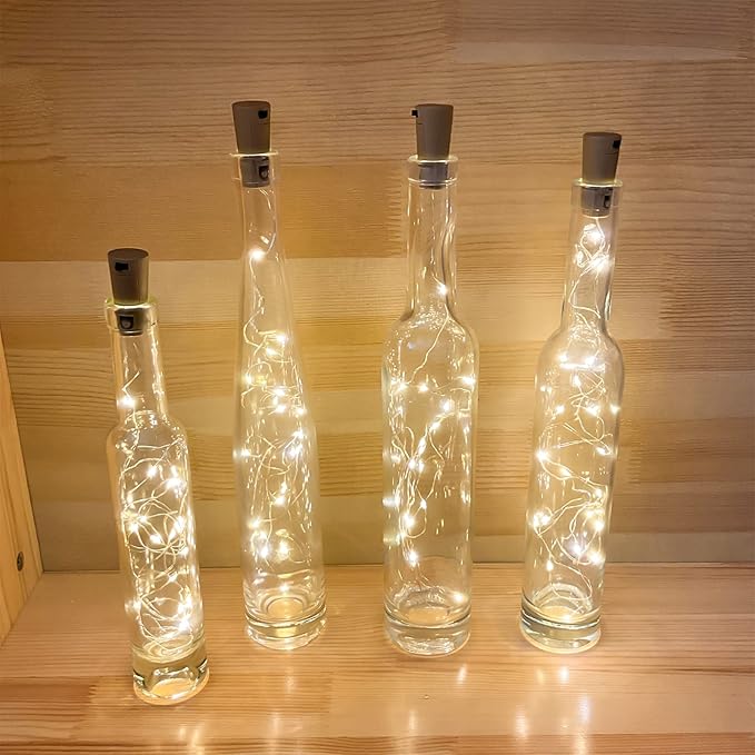 18 Pack Wine Bottle Lights with Cork, 20 LEDs, 6.6 Ft, Fairy Mini String Lights for DIY Jar Halloween, Christmas, Party Decoration, Wedding Listing (18 Pack, Warm White)