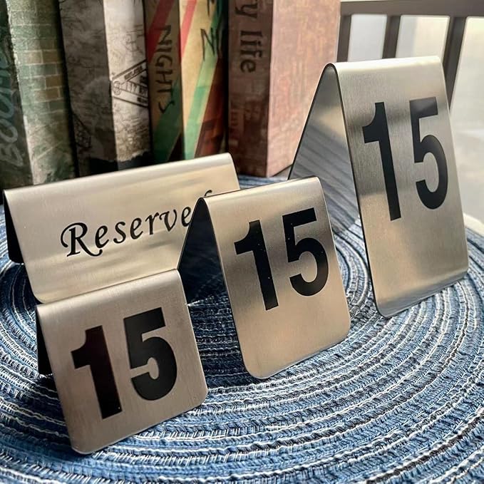 10 Pcs Metal Place Cards Stackable Tent Style Table Numbers，Place Card Holders for Celebration Wedding Party Restaurants Cafes Bars Gatherings meeting Room Board Game Serial (Medium 1-10, Black)