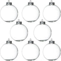 4E's Novelty 12-Pack 3.15 Inch Clear Glass Christmas Ornament Balls - Fillable with Hanging Cord, DIY Glass Ornaments for Xmas Tree