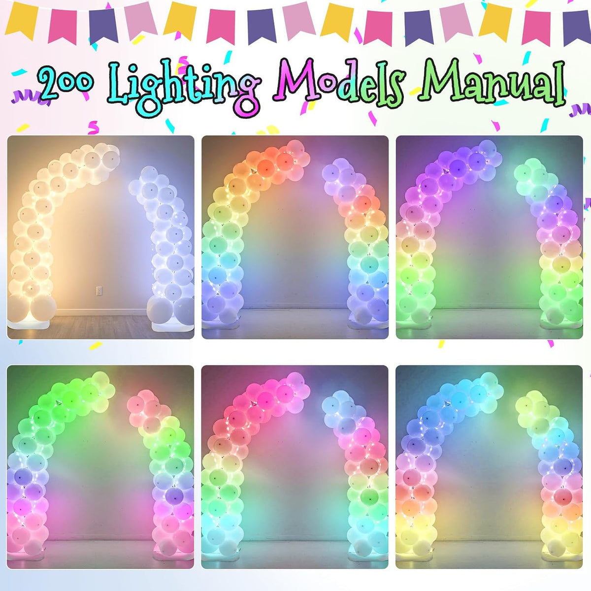 Lighted Half Arch Balloon Stand Kit 8.2FT/6FT Balloon Arch Kit for Party
