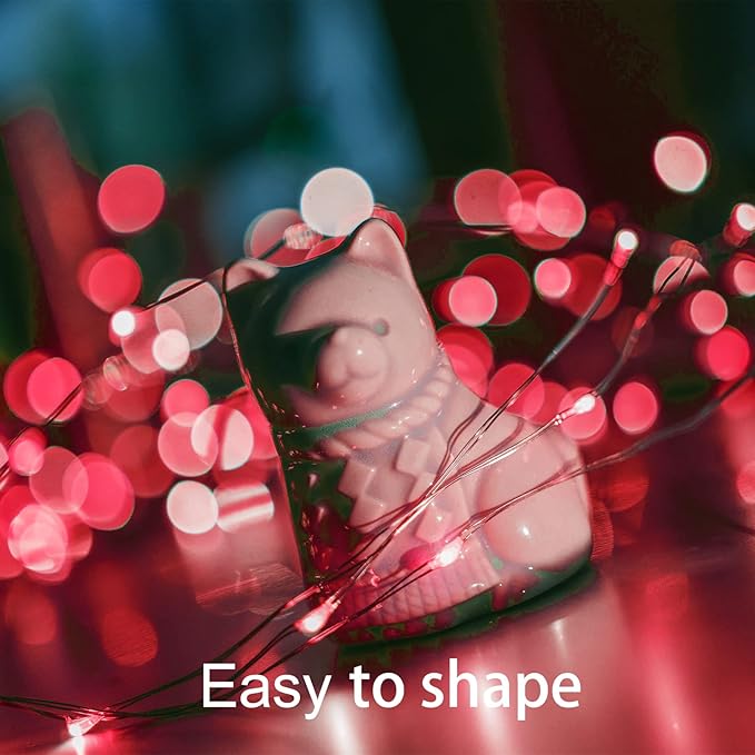 16 Pack 30 Led Fairy Lights Battery Operated String 10 Feet Waterproof Twinkle Mason Jar Silver Wire Firefly for Christmas Red