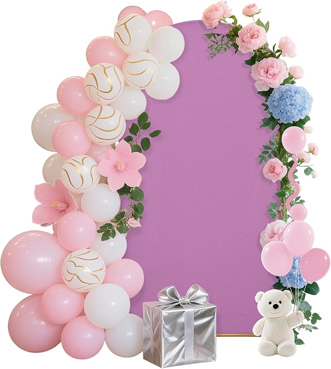 6.6FT Wedding Arch Covers Arch Backdrop Cover Arch Stand Covers Set Arch Cover Spandex Fabric Stretchy Backdrop for Wedding Birthday Party Decoration Baby Shower (Lilac)