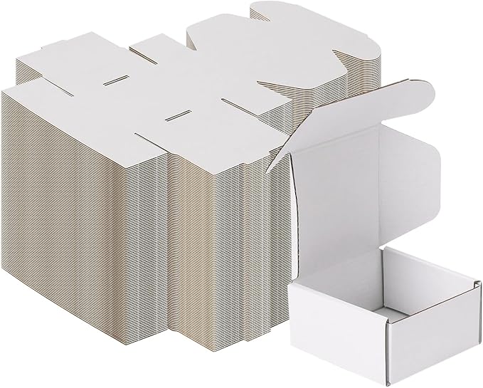 MEBRUDY 4x4x2 Inches Shipping Boxes Pack of 100, Small Corrugated Cardboard Box for Mailing Mailer Packing, White