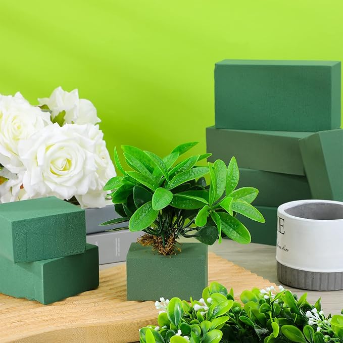 Marsui 30Pcs Floral Foam Blocks Dry and Wet Florist Foam Brick Flower Arrangements Supplies for Fresh and Artificial Flowers Craft Plant Filler Decoration, Green(3.2 x 5.5 x 1.8 Inch)